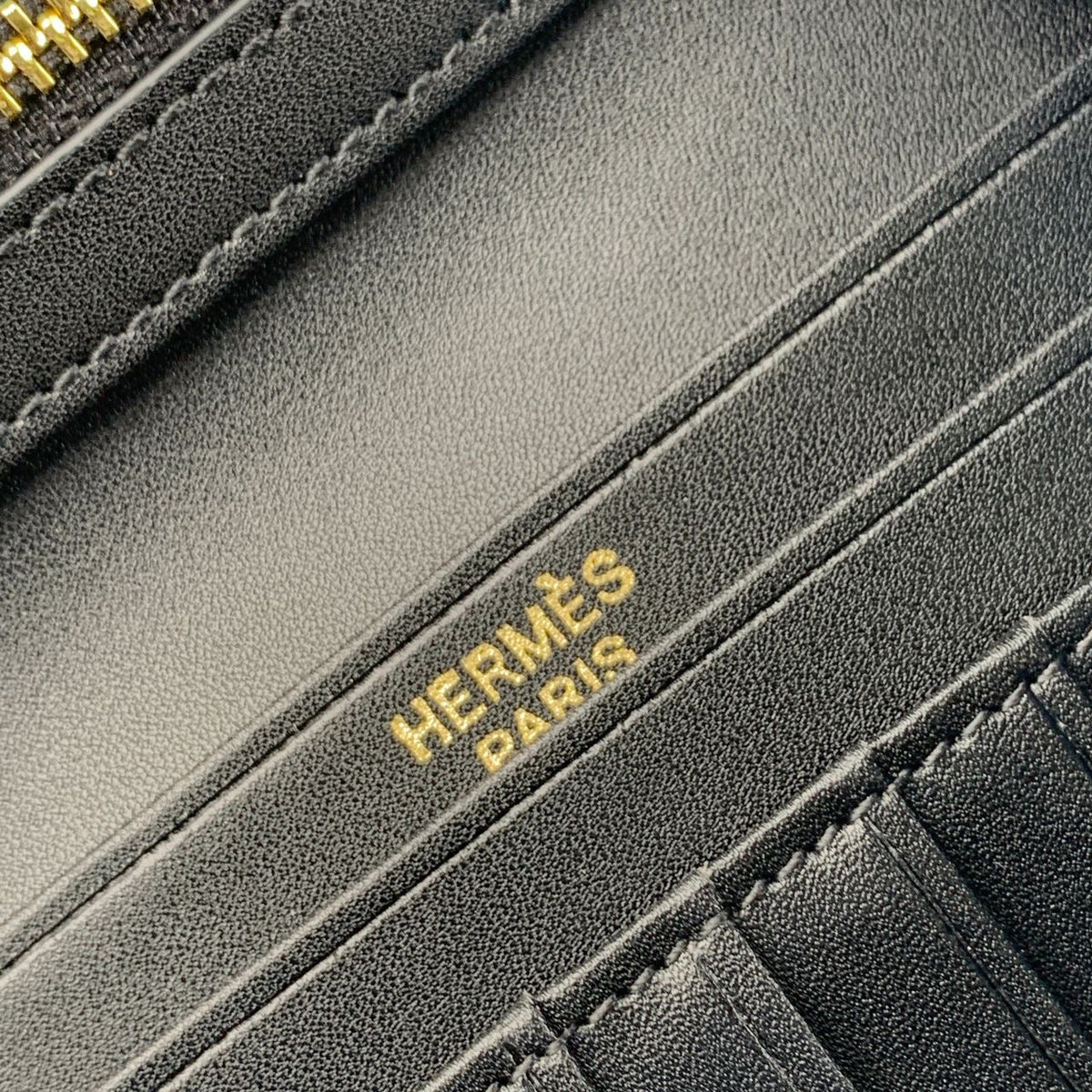 H Bearn Compact Wallet ‘Black Alligator’ (Gold Hardware)
