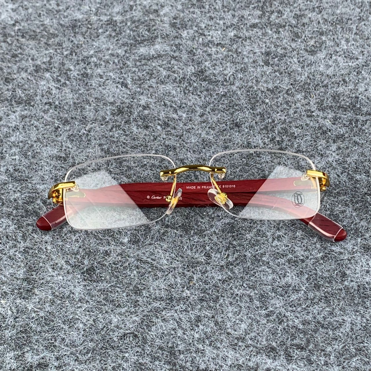 CT0052O Gold Rimless Eyeglasses with Wood Temples