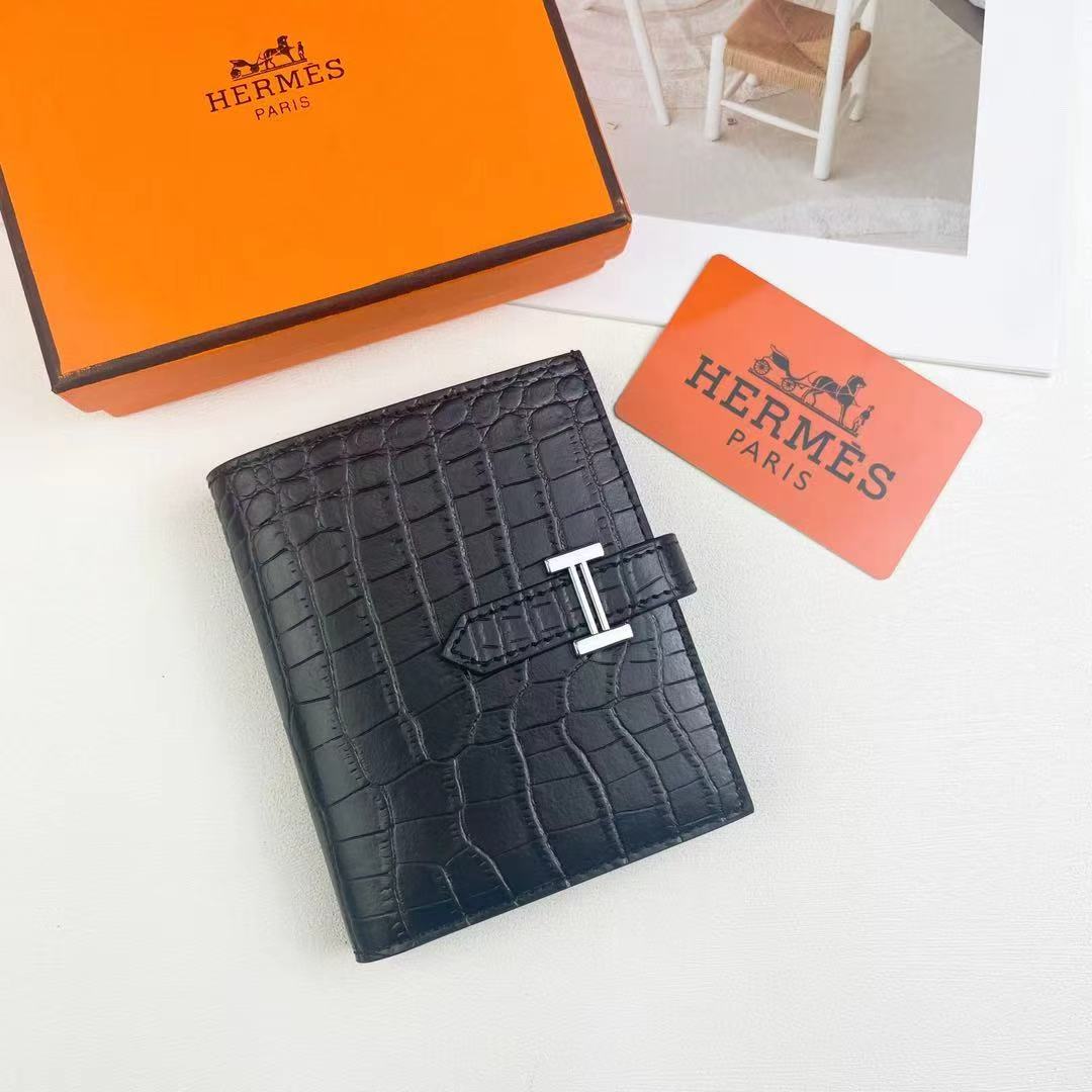 H Bearn Compact Wallet ‘Black Alligator’