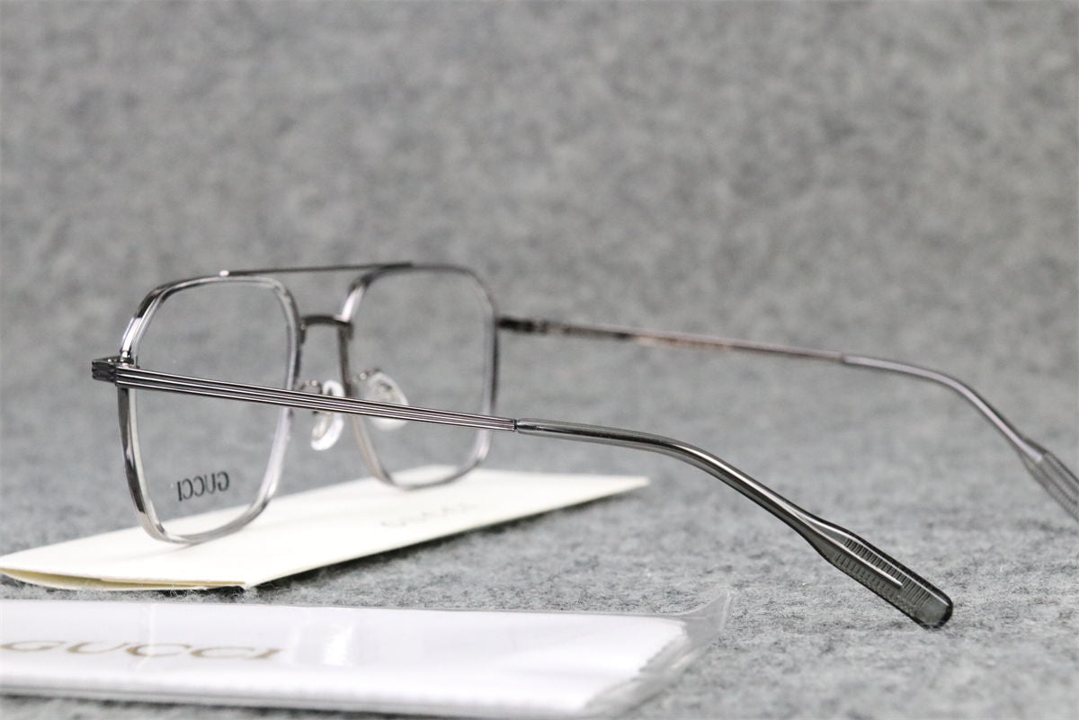 Gucci Double-Bridge Metal Pilot/Square Eyeglasses 'Silver'