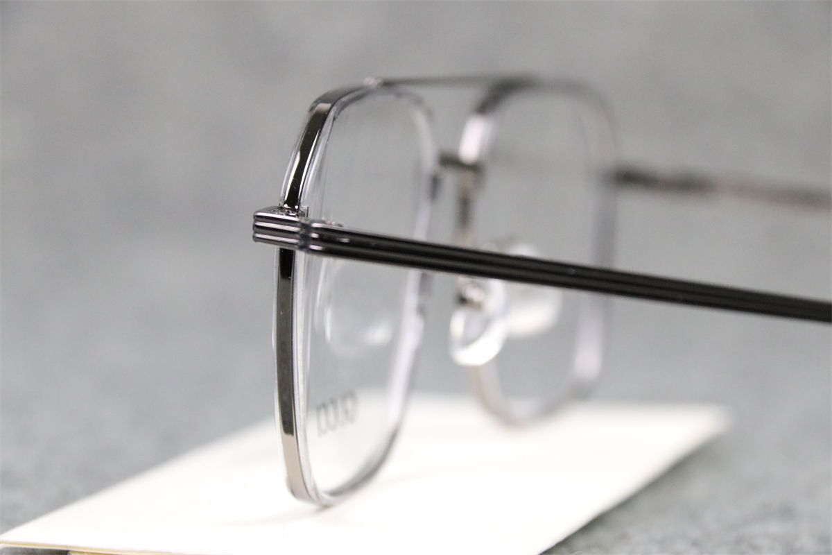 Gucci Double-Bridge Metal Pilot/Square Eyeglasses 'Silver'
