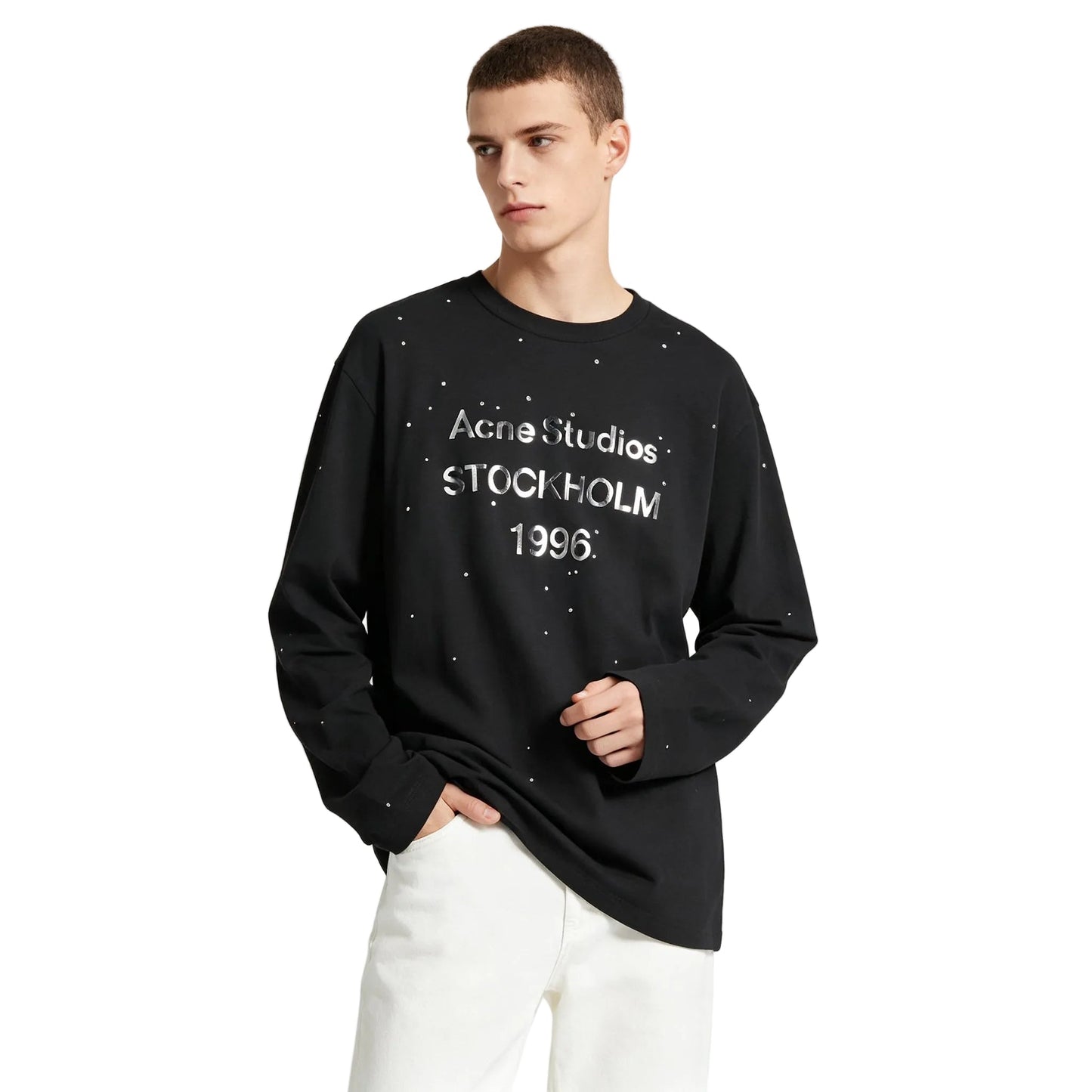 ACNE STUDIOS EDDEN RHINESTONE LONG SLEEVE TOP Black