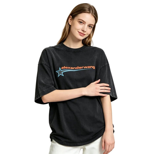 Alexander Wang Boxy Tee W Graphic Washed Black