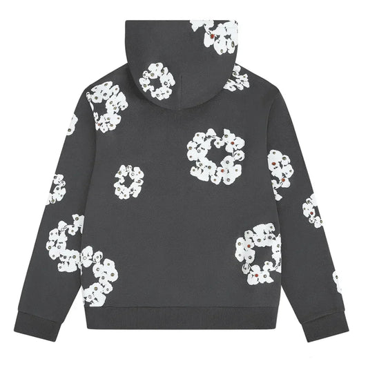 Denim Tears Rhinestone Wreath Zip Hoodie Vintage Black