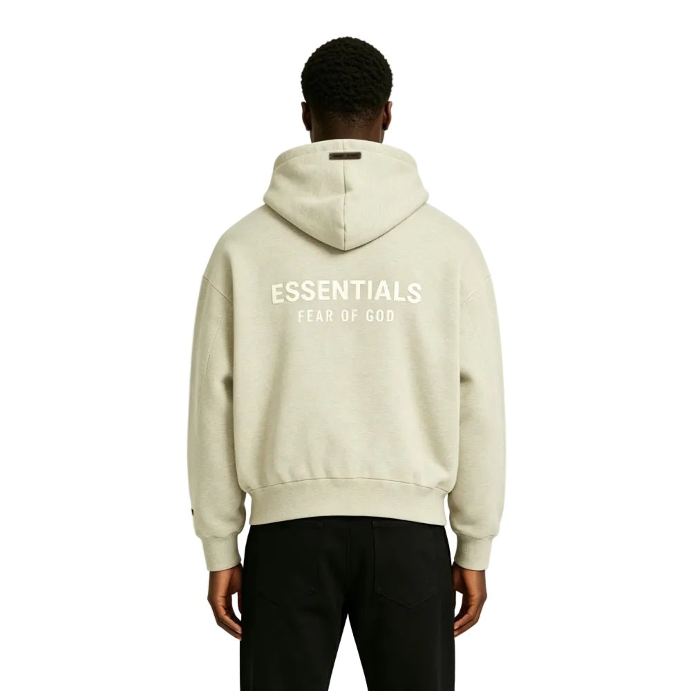 Fear of God Essentials Classic FullZip Hoodie Heather Stone
