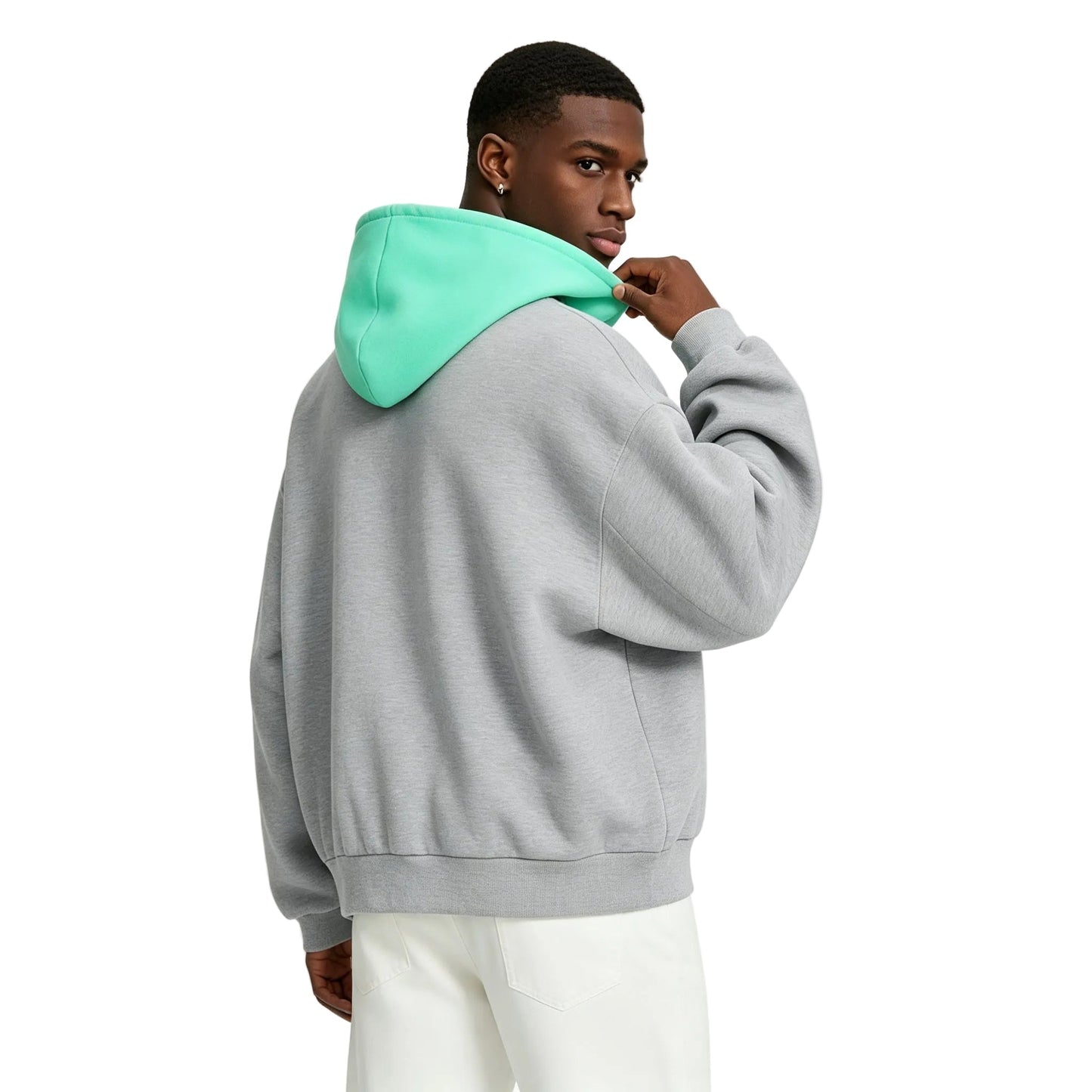 Fear of God Essentials SS24 Nylon Fleece Hoodie Dark Heather Oatmeal/Mint Leaf