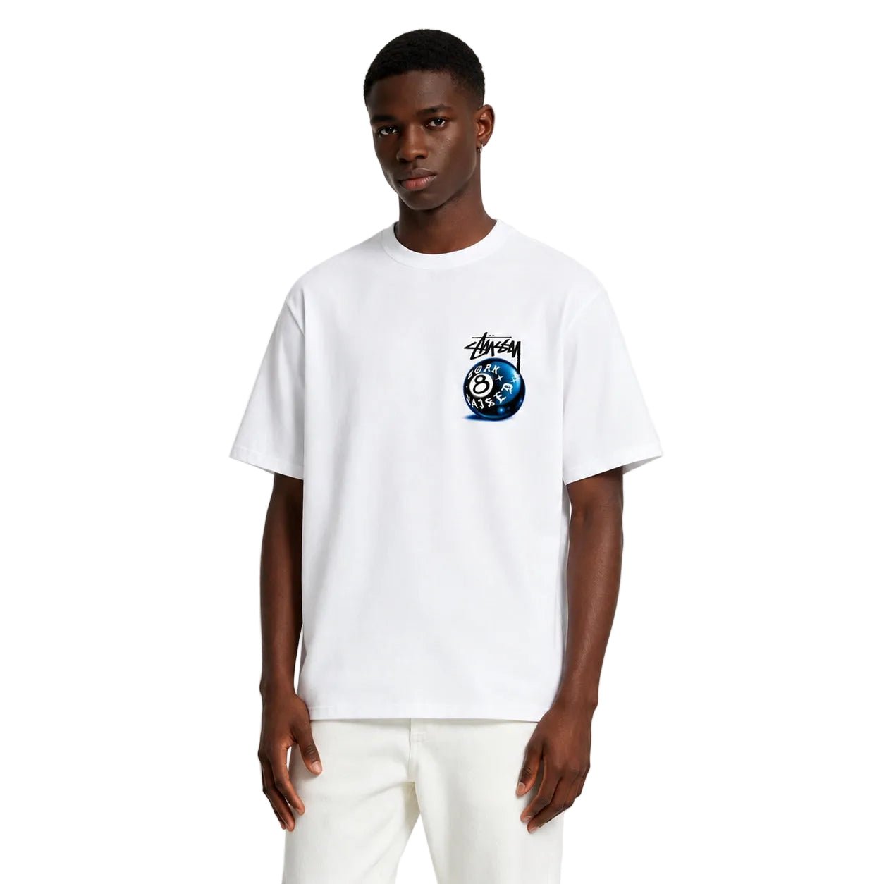 Stussy Born X Raised 8 Ball Tee White