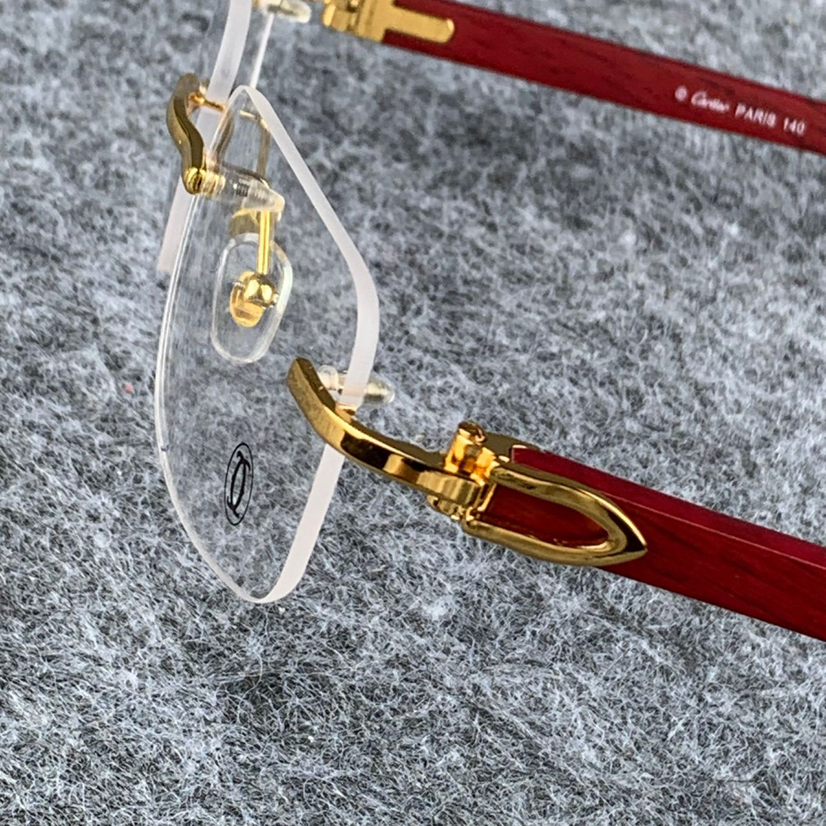 CT0052O Gold Rimless Eyeglasses with Wood Temples