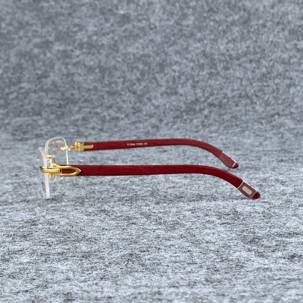 CT0052O Gold Rimless Eyeglasses with Wood Temples