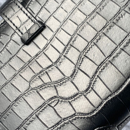 H Bearn Compact Wallet ‘Black Alligator’ (Gold Hardware)