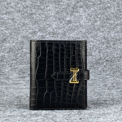H Bearn Compact Wallet ‘Black Alligator’ (Gold Hardware)