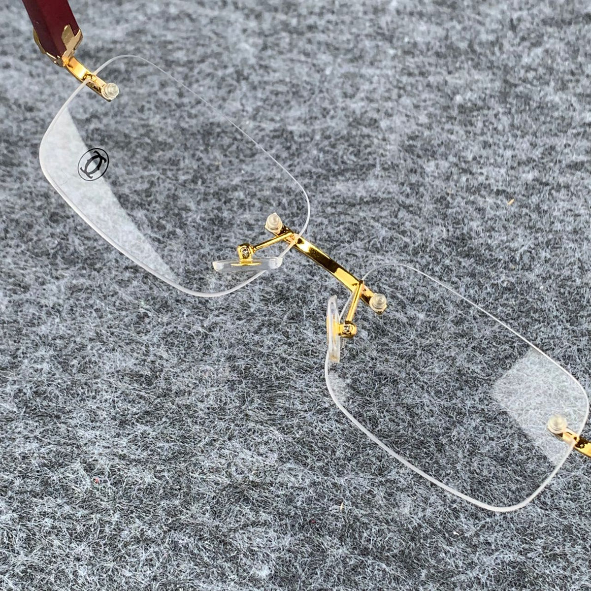CT0052O Gold Rimless Eyeglasses with Wood Temples