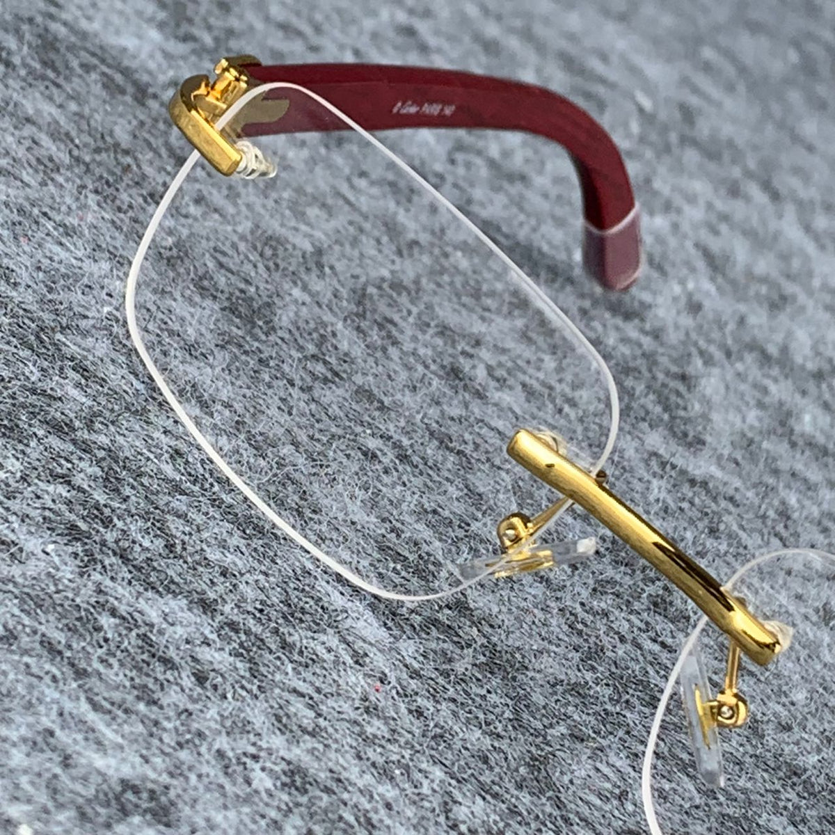 CT0052O Gold Rimless Eyeglasses with Wood Temples