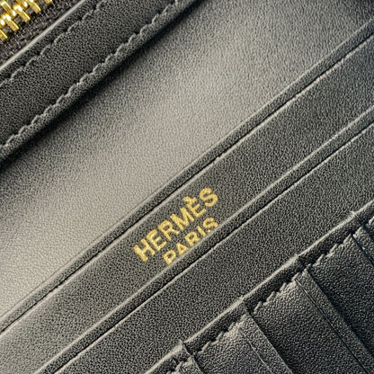 H Bearn Compact Wallet ‘Black Alligator’ (Gold Hardware)