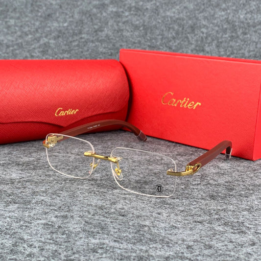Vintage Wood Classic C Décor Platine Rimless Sunglasses