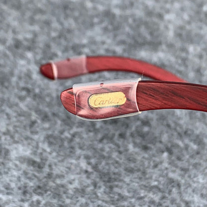 CT0052O Gold Rimless Eyeglasses with Wood Temples