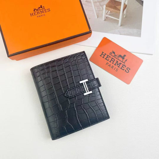 H Bearn Compact Wallet ‘Black Alligator’