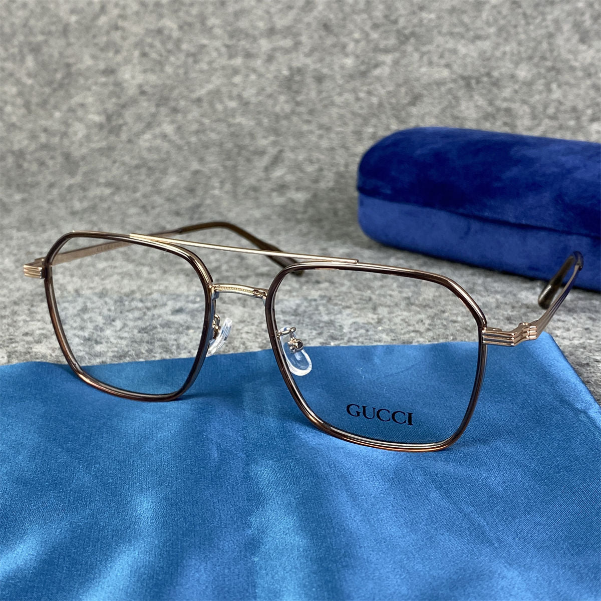 Gucci Square Metal Pilot Eyeglasses 'Gold'