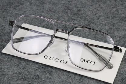Gucci Double-Bridge Metal Pilot/Square Eyeglasses 'Silver'