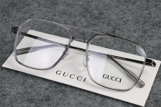 Gucci Double-Bridge Metal Pilot/Square Eyeglasses 'Silver'