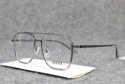 Gucci Double-Bridge Metal Pilot/Square Eyeglasses 'Silver'