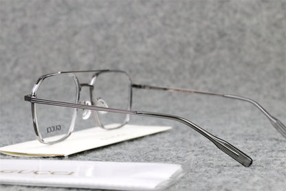 Gucci Double-Bridge Metal Pilot/Square Eyeglasses 'Silver'