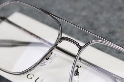 Gucci Double-Bridge Metal Pilot/Square Eyeglasses 'Silver'