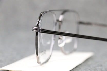 Gucci Double-Bridge Metal Pilot/Square Eyeglasses 'Silver'