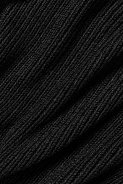 Chunky Knit Rewind Hoodie - Black