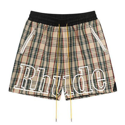 RHUDE Logo-Embroidered Checked Cotton-Flannel Drawstring Shorts