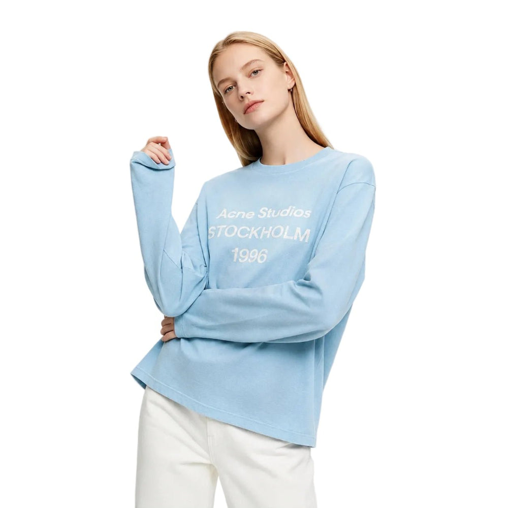 Acne Sprayed 1996 Logo Long Sleeve T-shirt Corn Flower Blue