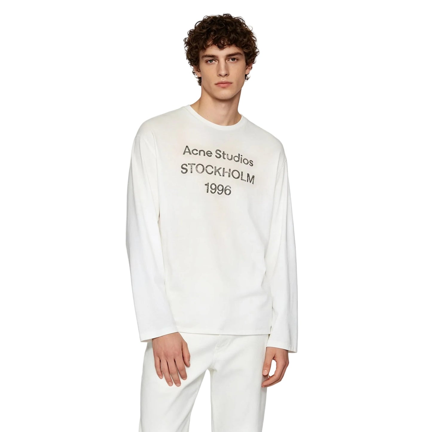 Acne Studios Logo Long Sleeve Tee Dusty White