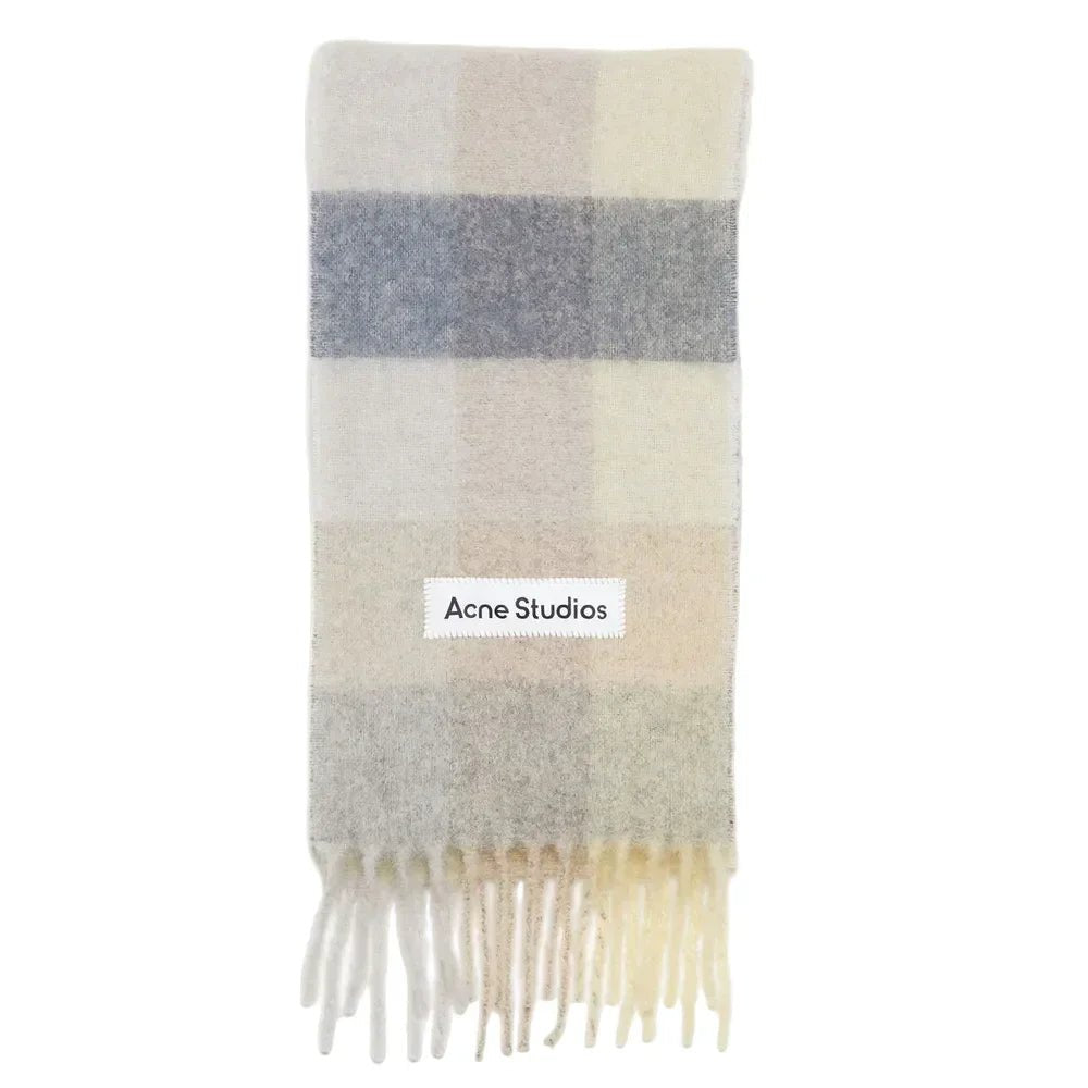 Acne Studios Mohair checked scarf Vanilla beige lavender
