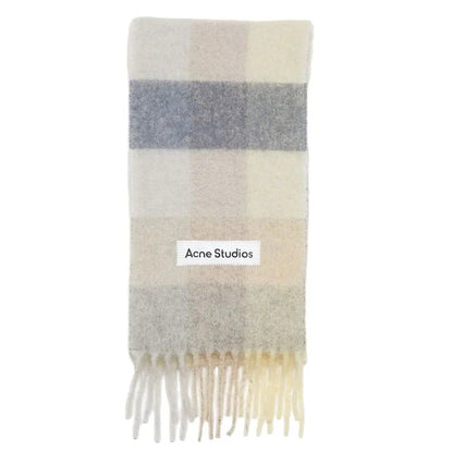 Acne Studios Mohair checked scarf Vanilla beige lavender