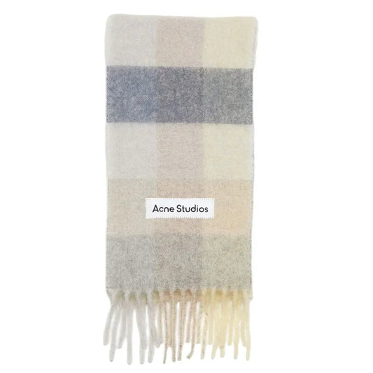 Acne Studios Mohair checked scarf Vanilla beige lavender
