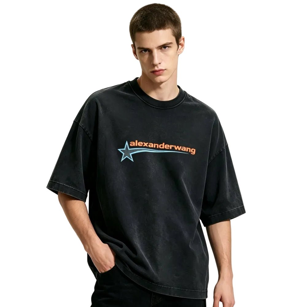Alexander Wang Boxy Tee W Graphic Washed Black