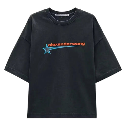 Alexander Wang Boxy Tee W Graphic Washed Black
