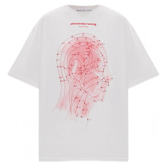 Alexander Wang Eastern Medicine Graphic Short Sleeve TShirt Ash White
