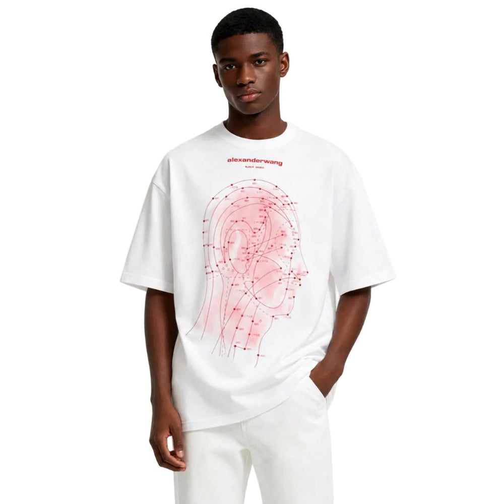 Alexander Wang Eastern Medicine Graphic Short Sleeve TShirt Ash White