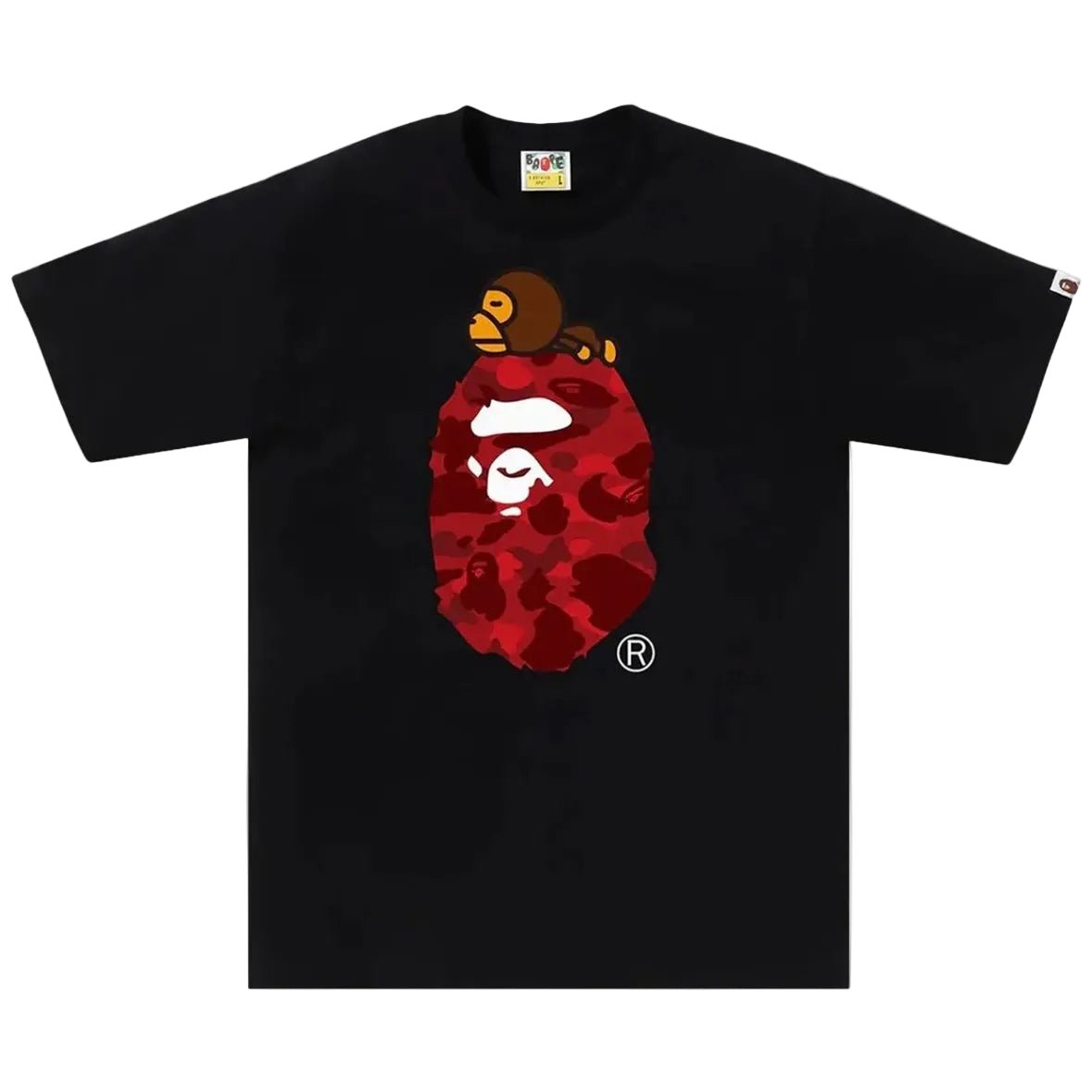 Bape Color Camo Milo On Big Ape Tee Black Red