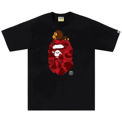 Bape Color Camo Milo On Big Ape Tee Black Red
