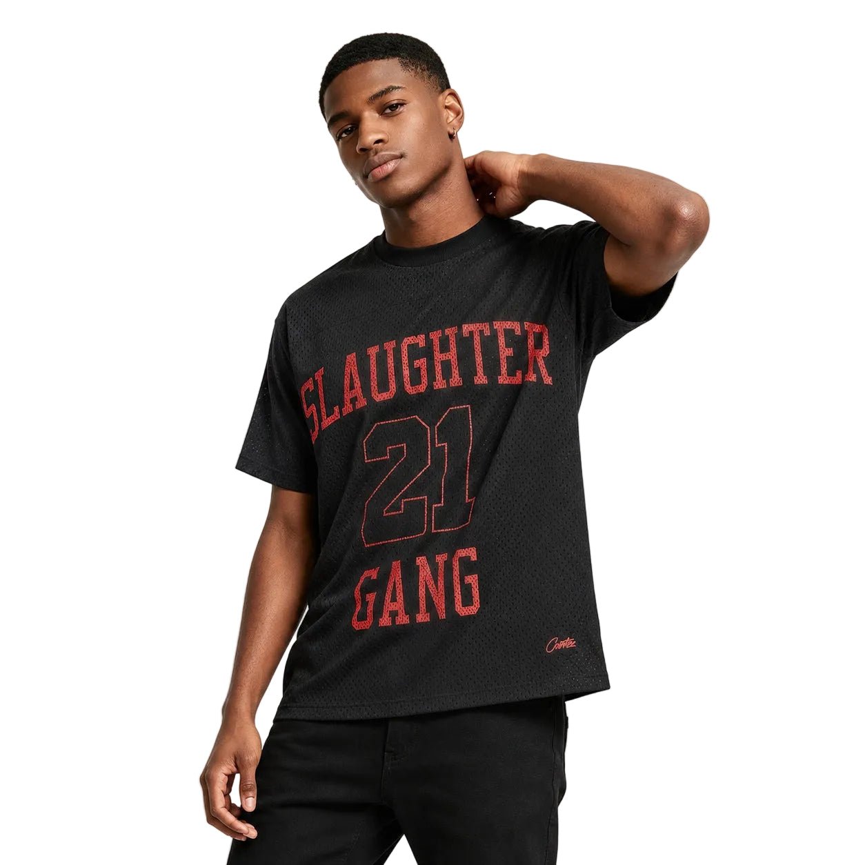 Corteiz x Slaughter Gang 21 Savage Mesh T-shirt Black