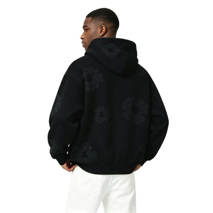 Denim Tears Cotton Wreath Hooded Sweatshirt Black Monochrome
