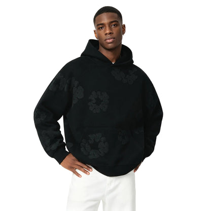 Denim Tears Cotton Wreath Hooded Sweatshirt Black Monochrome