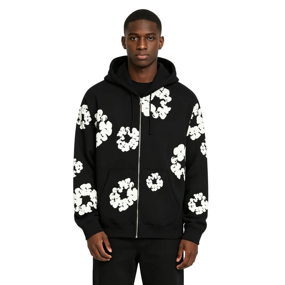 Denim Tears Cotton Wreath Zip Hoodie Black