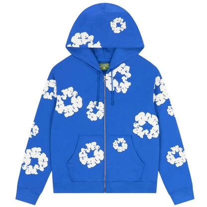 Denim Tears Cotton Wreath Zip Hoodie Blue