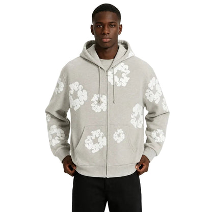 Denim Tears Cotton Wreath Zip Hoodie Grey