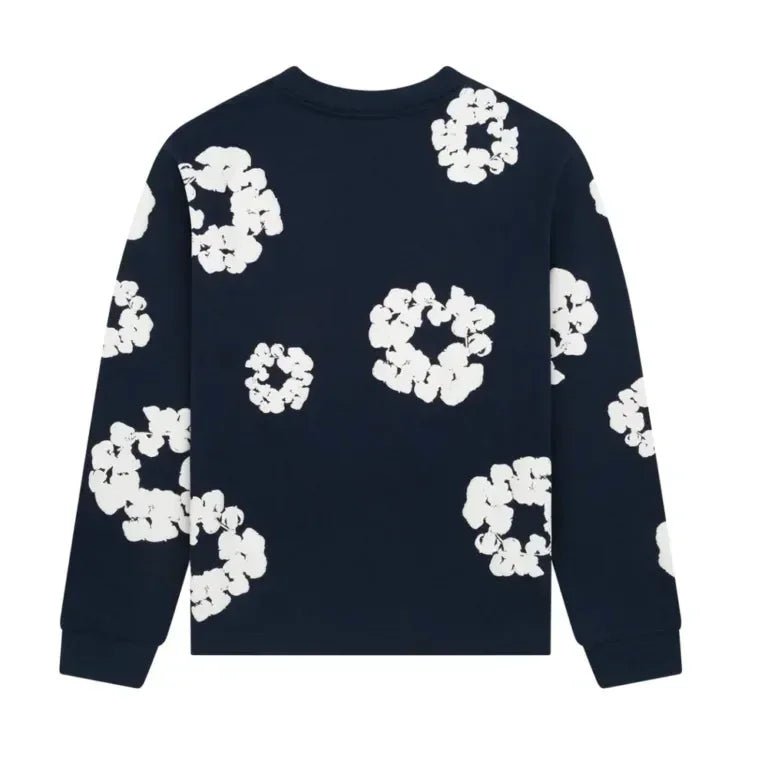 Denim Tears Long Sleeve Cotton Wreath T-shirt Navy