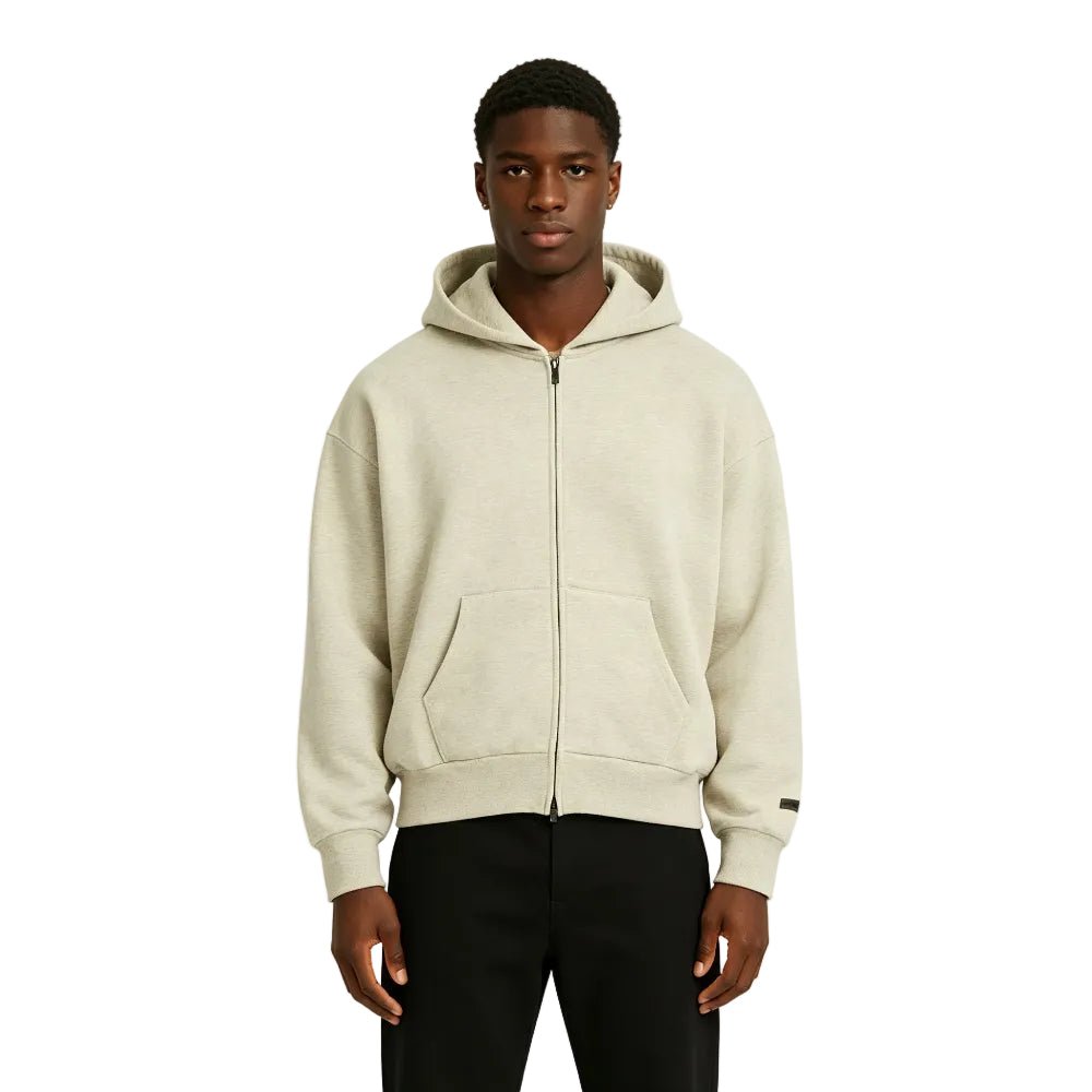 Fear of God Essentials Classic FullZip Hoodie Heather Stone