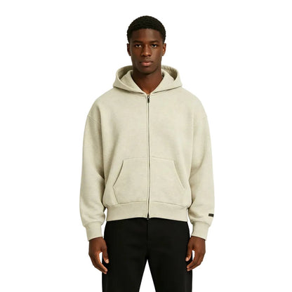 Fear of God Essentials Classic FullZip Hoodie Heather Stone